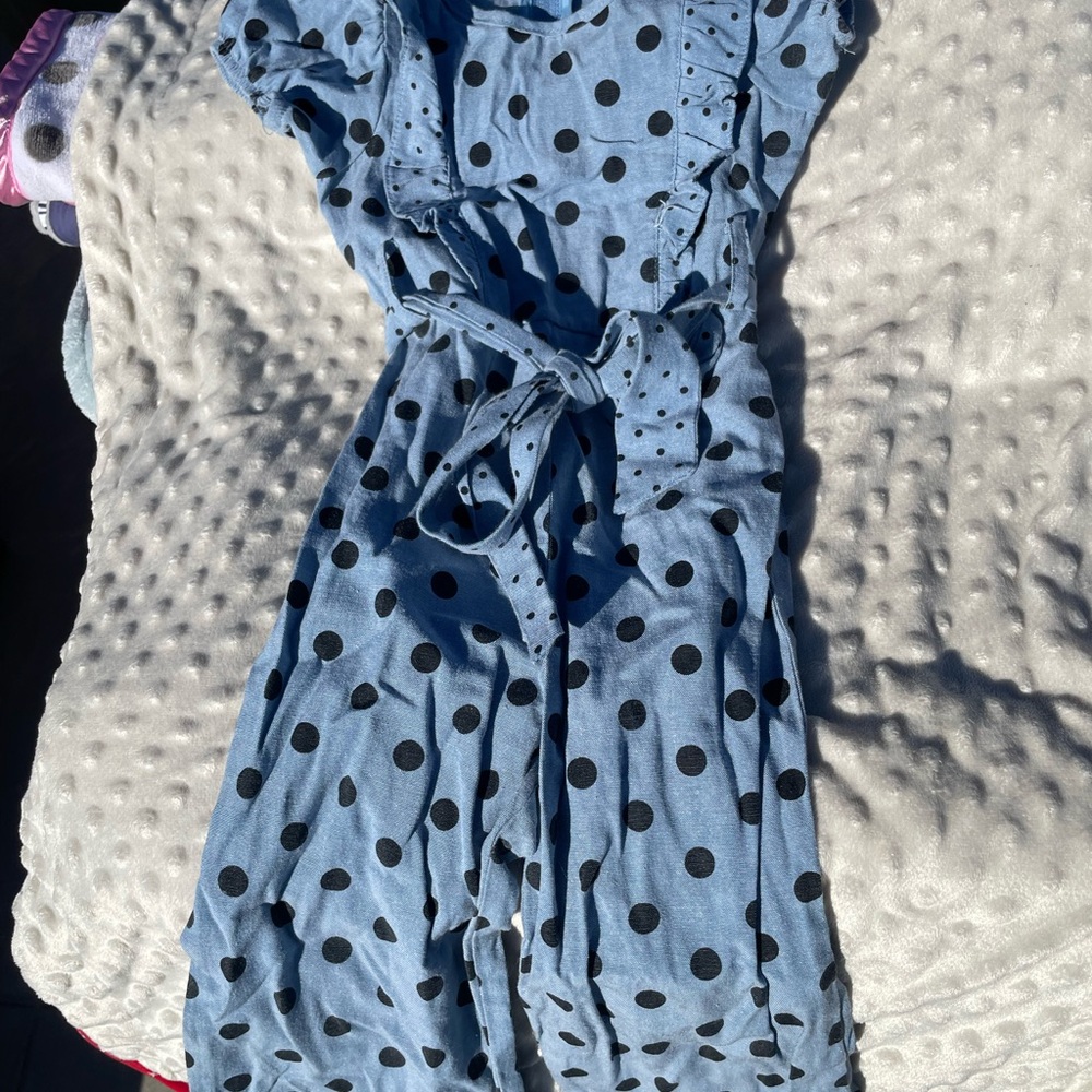 Blue Polka Dot Kids Jumpsuit